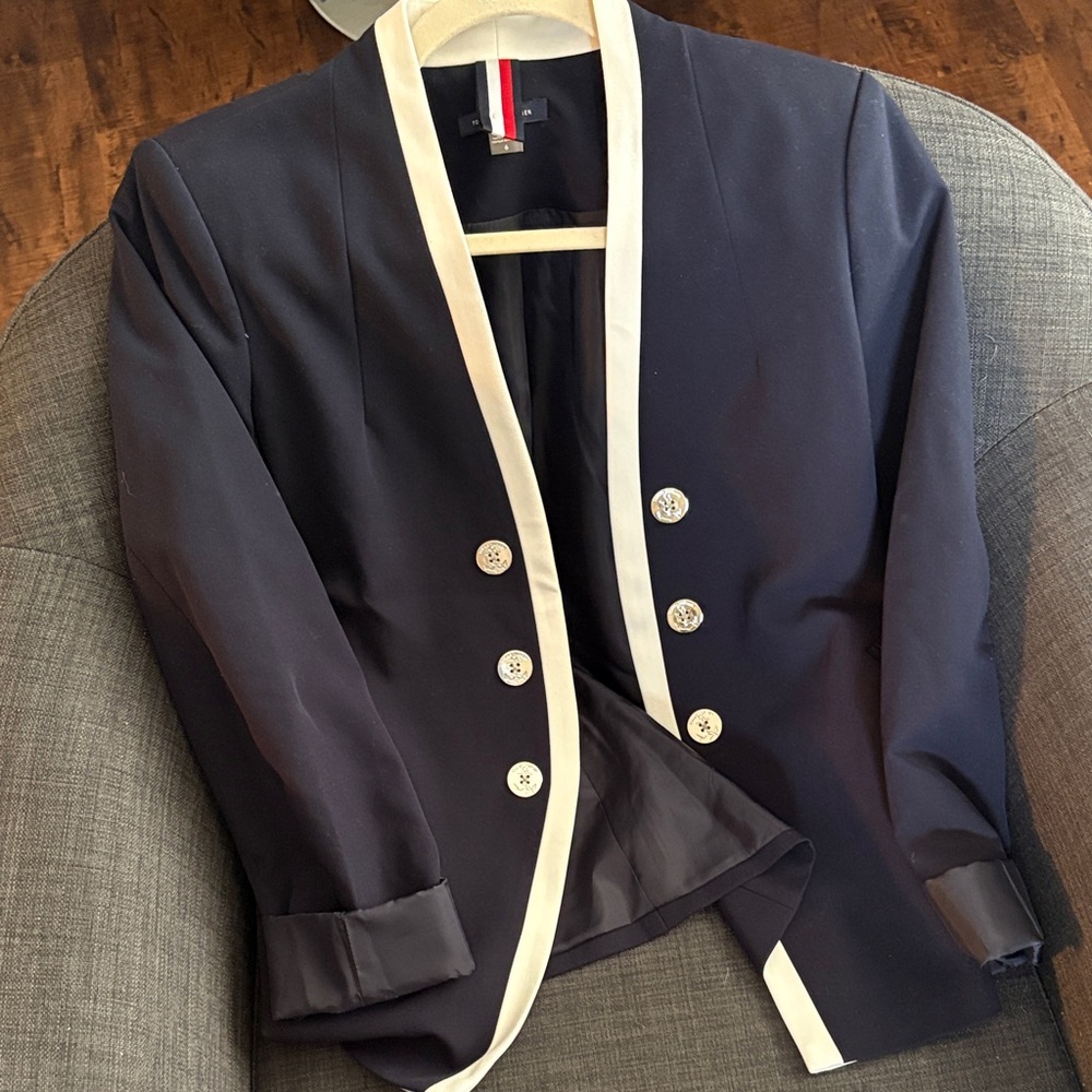 Tommy Hilfiger Navy and White Blazer